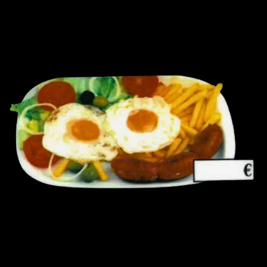 Xoricets fritos-huevo-patatas-ensalada